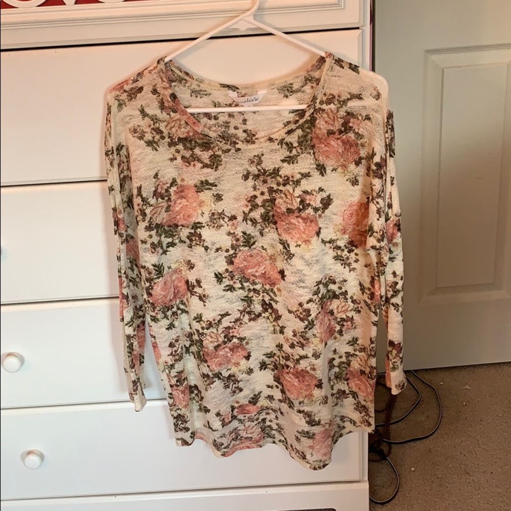 Cream Rose Patterned Sweater